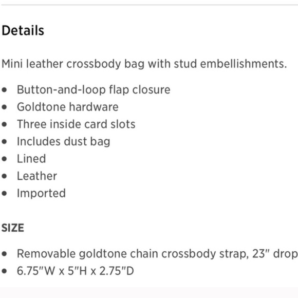 Furla Handbags - Furla mini leather crossbody bag with gold studs